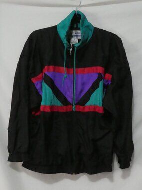 Vintage 90s ACTIVE SENSATION Colorblock Windbreaker Jacket - Medium